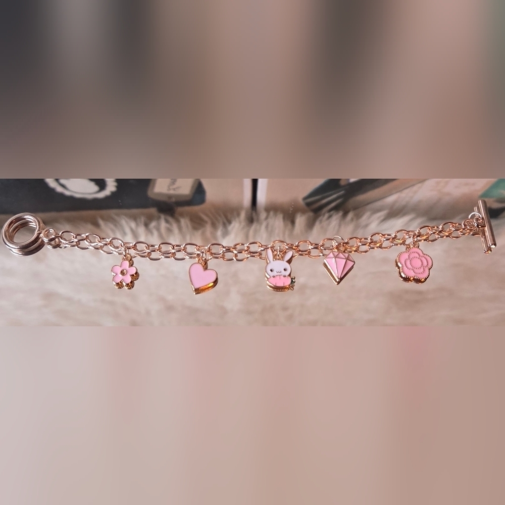 Hearth & Stone Co. Handmade Kawaii Charm Bracelet (7", Rose Gold Chain) - Picture 2 of 4